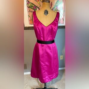 Chic Fuchsia Satin Midi Dress